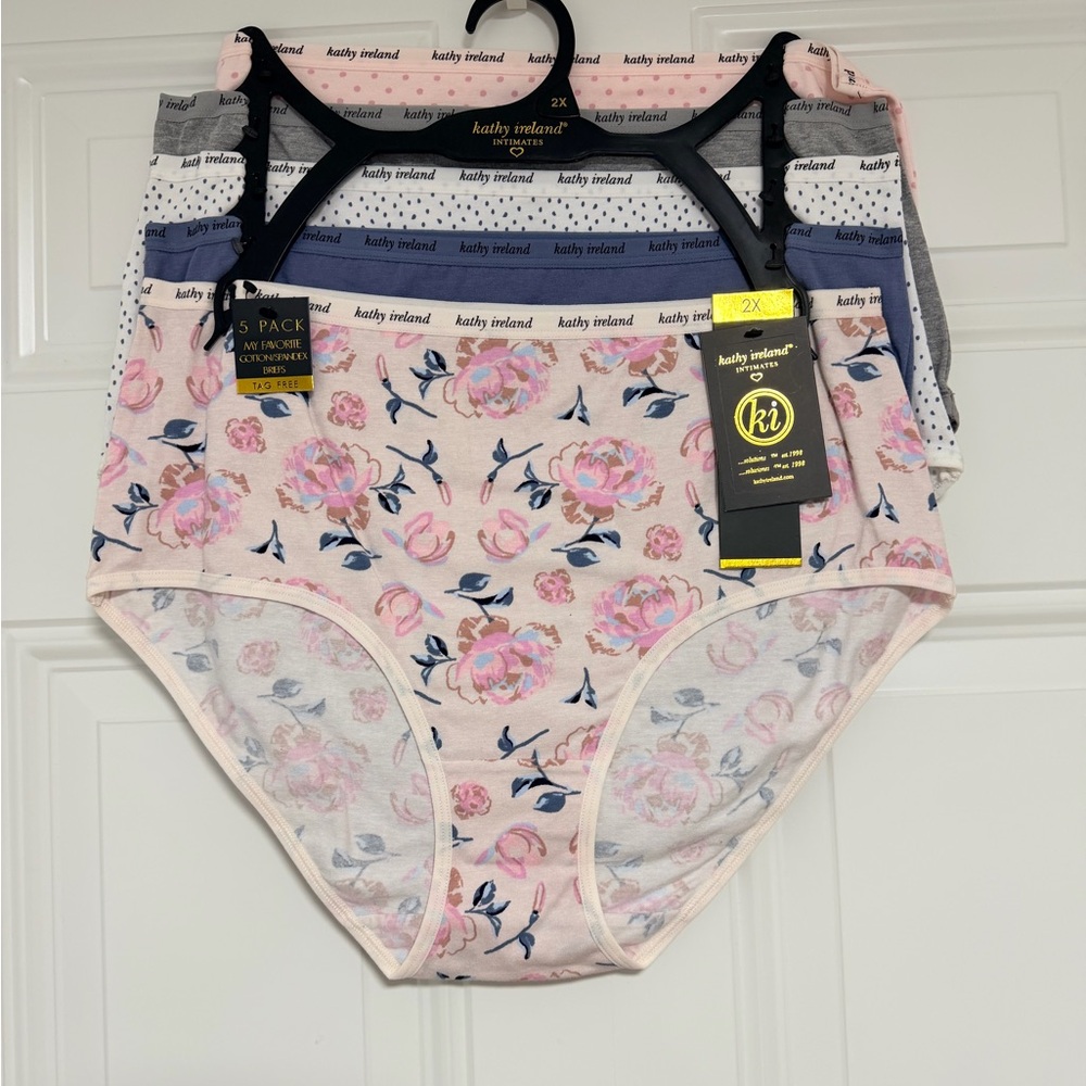 Kathy Ireland Pink Floral and Solid Panties Set